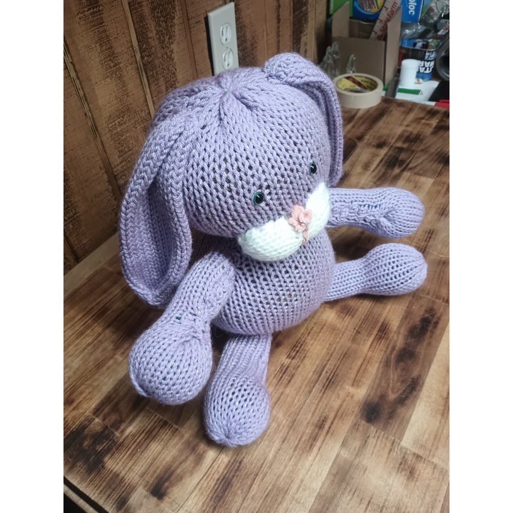 Hand‎ Crochet Purple Sparkle Bunny Stuffed Animal Plush Amigurumi Homemade 12"